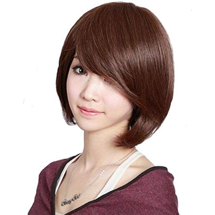 DILLARDS Summer Style Short Inclined Bangs Brown Wigs For Women -H150 - Image 3